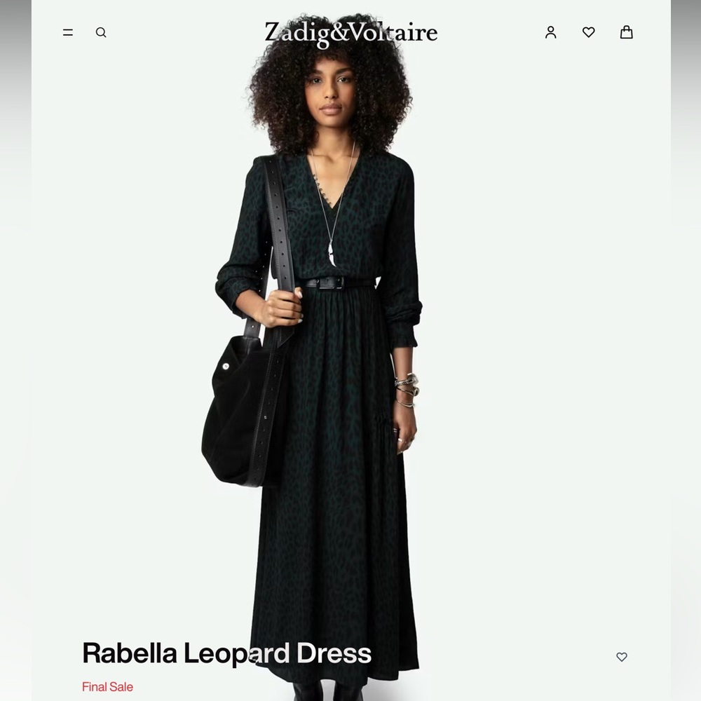 Zadig & Voltaire Rabella Dark Green Leopard Dress